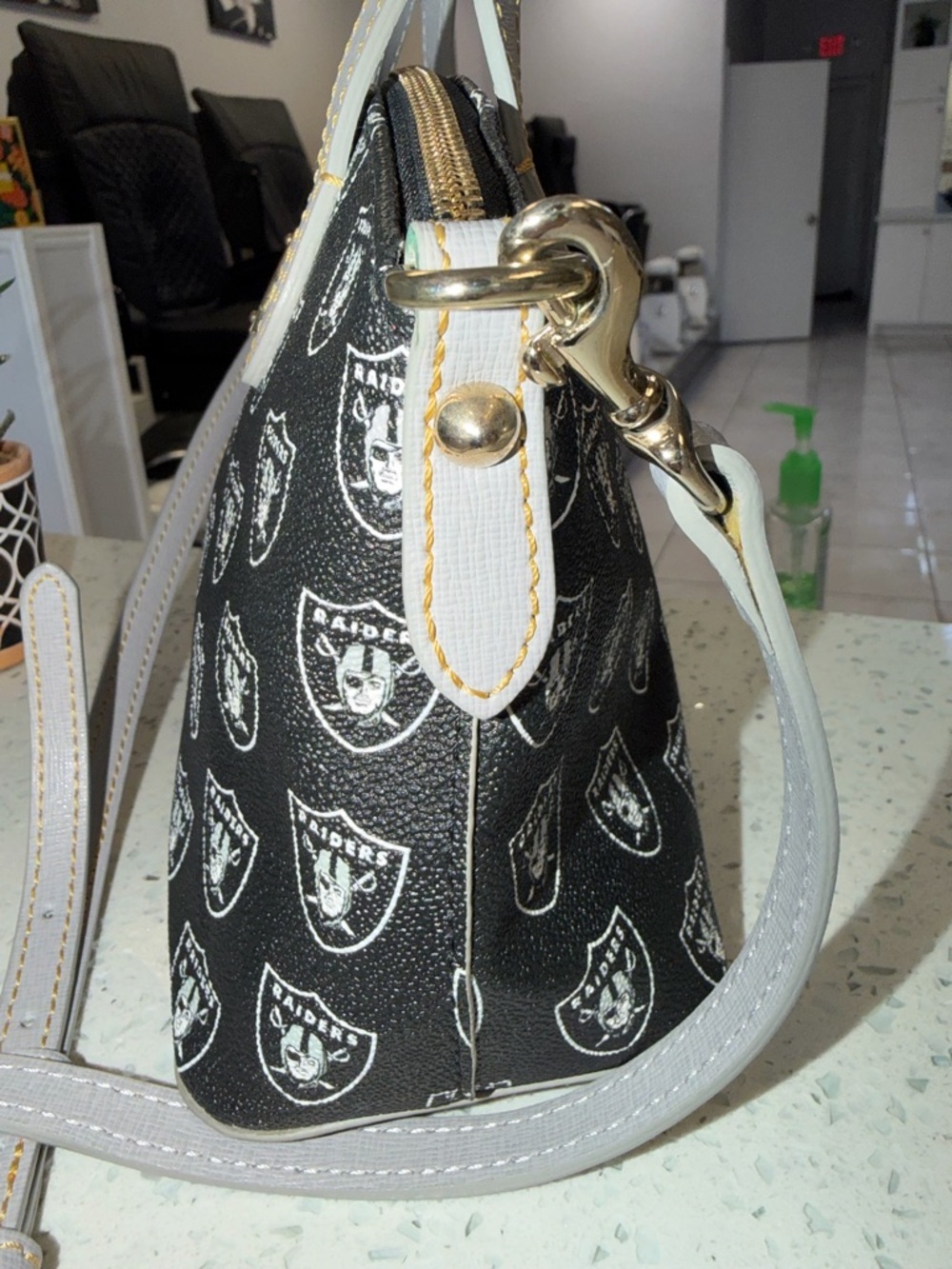 Dooney & Bourke Black & Gray Raiders Logo Crossbody Satchel - Picture 3 of 9